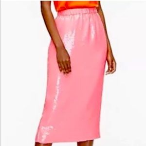 J. Crew Collection Pink Sequin Midi Skirt